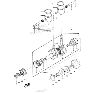 CRANKSHAFT/PISTONS ('84-'86 JS440-A8/A9/