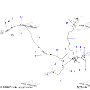 BRAKES, BRAKE LINES A20SXA85A1/A7/CA1/CA7/E85A9/AF/AP/CA9/CAF/CAP/V85AP/CAP