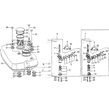 G65/GS65LOWER CRANKCASE + FUEL VALVE
