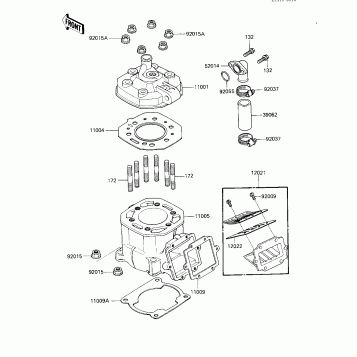 CYLINDER HEAD/CYLINDER/REED VALVE ('84 A