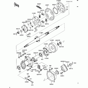 REAR HUB/AXLE/BRAKE/CHAIN (KLT110-A1/A2)