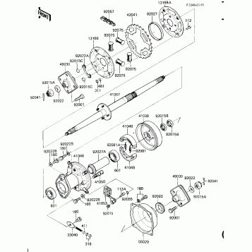 REAR HUB/AXLE/BRAKE/CHAIN (KLT110-A3)