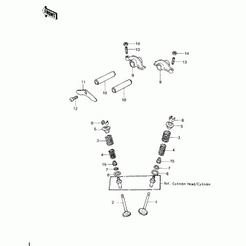 ROCKER ARMS/VALVES ('81-'82 KLT200-A1/A2