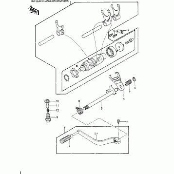 GEAR CHANGE MECHANISM ('81-'82 KLT200-A1