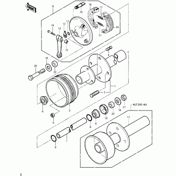 FRONT HUB/BRAKE ('81-'82 KLT200-A1/A2/A3