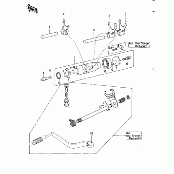 GEAR CHANGE DRUM & FORKS ('82 A1)