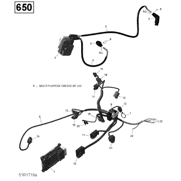 10- Engine Harness and Electronic Module - 650 EFI (Except Package PRO)
