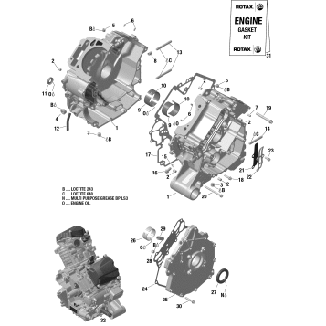 01- Rotax - Crankcase - 322 - XT - XTP