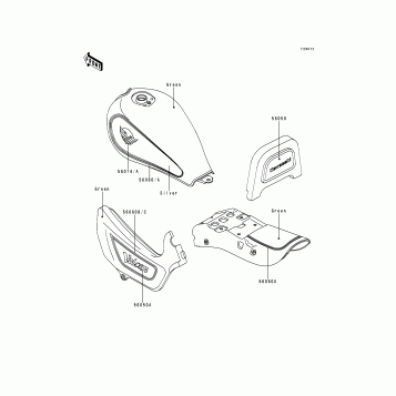 Decals(EN500-A4)(Green/Silver)