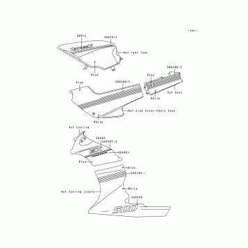 Decals(EX500-A4)(Blue/White)