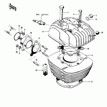 CYLINDER HEAD/CYLINDER ('72-'73 F9/F9-A