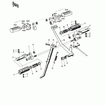 FOOTRESTS/STAND/BRAKE PEDAL ('72-'73 F9/