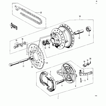 REAR HUB/BRAKE/CHAIN ('72-'73 F9/F9-A 35