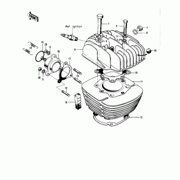 CYLINDER HEAD/CYLINDER ('74-'75 F9-B/F9-