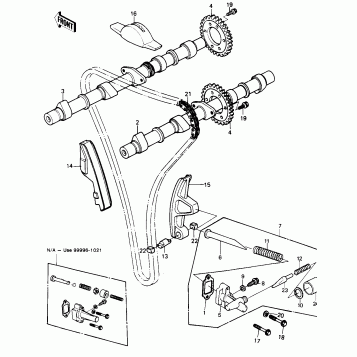 CAMSHAFTS/CHAIN/TENSIONER ('80 KZY 50-E1