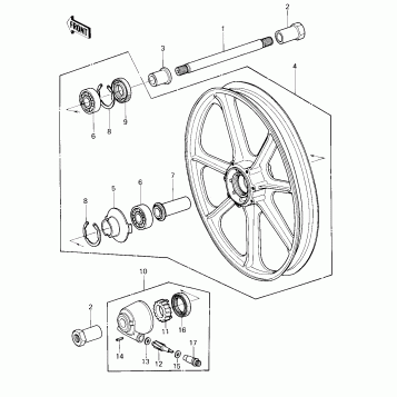 FRONT WHEEL/HUB ('80 KZY 50-E1)