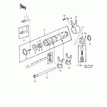 GEAR CHANGE DRUM & FORKS ('80-'81 A1/A2)