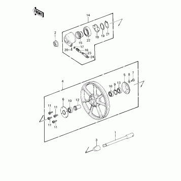 FRONT WHEEL/HUB (KZ550-A1)