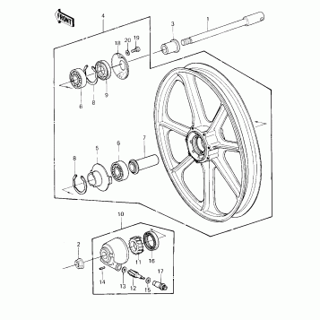 FRONT WHEEL/HUB (KZ550-A2)