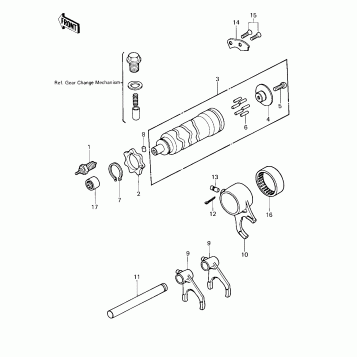 GEAR CHANGE DRUM & FORKS ('80 D1)