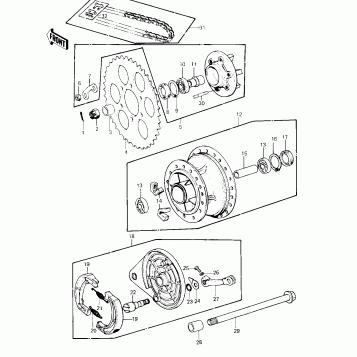 REAR HUB/BRAKE/CHAIN ('80-'81 A7/A8)