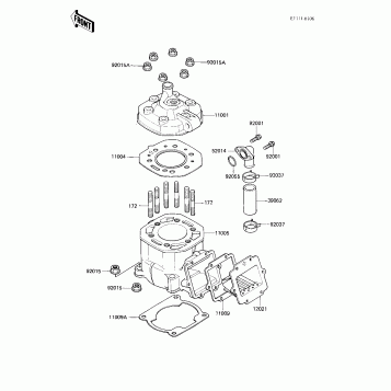 CYLINDER HEAD/CYLINDER/REED VALVE ('83 K
