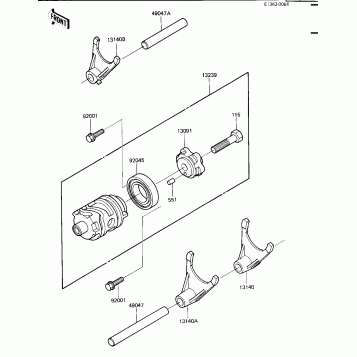 GEAR CHANGE DRUM & FORKS ('84 KX250-C2)