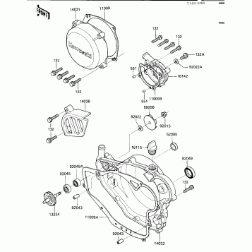 ENGINE COVERS/WATER PUMP ('84 KX250-C2)