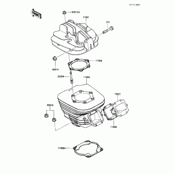 CYLINDER HEAD/CYLINDER/REED VALVE ('83 A