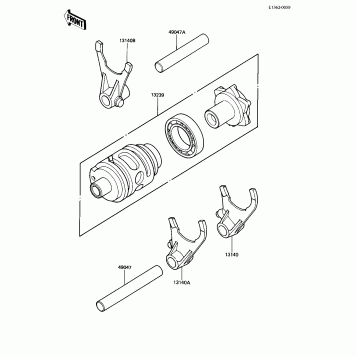 GEAR CHANGE DRUM & FORKS ('83 A1)