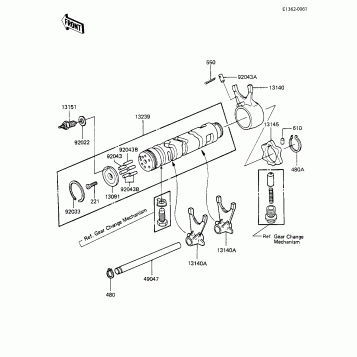 GEAR CHANGE DRUM & FORKS