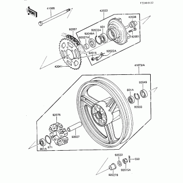 REAR WHEEL/HUB/CHAIN