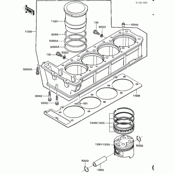 CYLINDER/PISTONS (E/NO. 030894-)