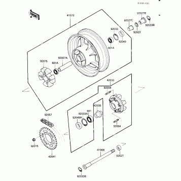 REAR WHEEL/HUB/CHAIN
