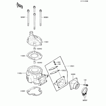 CYLINDER HEAD/CYLINDER/REED VALVE ('84 K