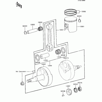 CRANKSHAFT/PISTON ('84 KX80-E2)