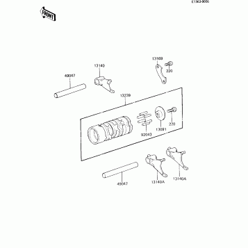 GEAR CHANGE DRUM & FORKS ('84 KX80-E2)