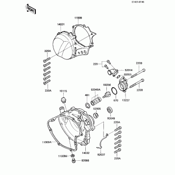 ENGINE COVERS/WATER PUMP ('84 KX80-E2)