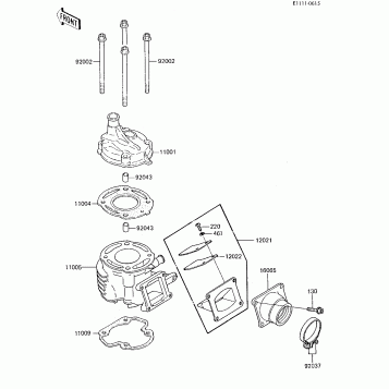 CYLINDER HEAD/CYLINDER/REED VALVE ('85 K