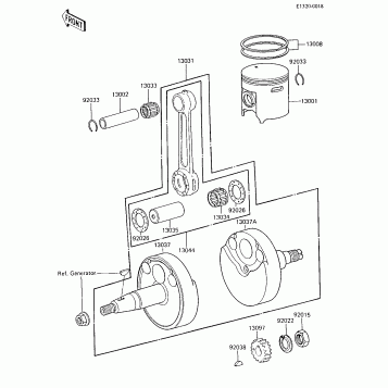 CRANKSHAFT/PISTON ('85 KX80-E3)
