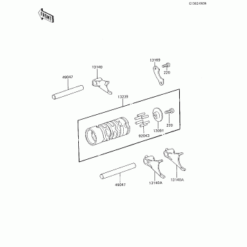 GEAR CHANGE DRUM & FORKS ('85 KX80-E3)