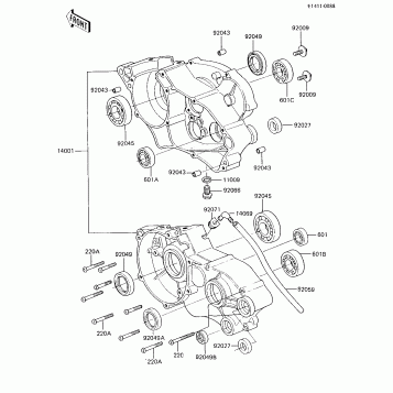 CRANKCASE ('85 KX80-E3)