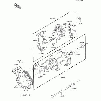 REAR HUB/BRAKE/CHAIN ('85 KX80-E3)