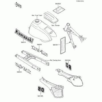 LABELS ('85 KX80-E3)