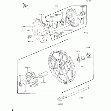REAR WHEEL/HUB/CHAIN
