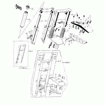 FRONT FORK/FENDERS/CHAIN COVER ('71-'75)