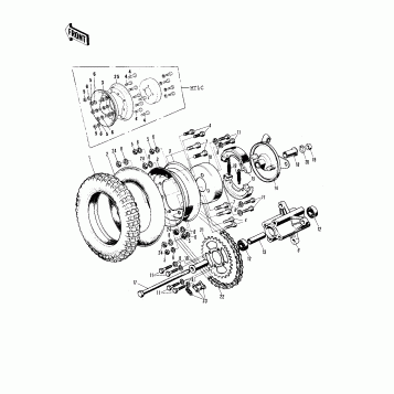 REAR WHEEL/TIRE/HUB/BRAKE/CHAIN ('71-'75