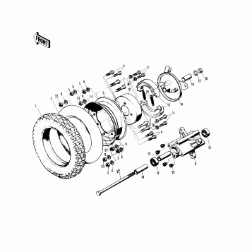 FRONT WHEEL/TIRE/HUB/BRAKE ('76-'80)