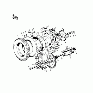 REAR WHEEL/TIRE/HUB/BRAKE/CHAIN ('76-'80