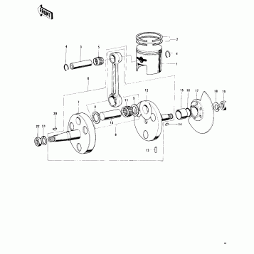 CRANKSHAFT/PISTON/ROTARY VALVE ('73-'75